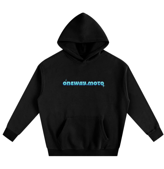 Black Oneway.moto sweatshirt (the lined box is not on the real product)